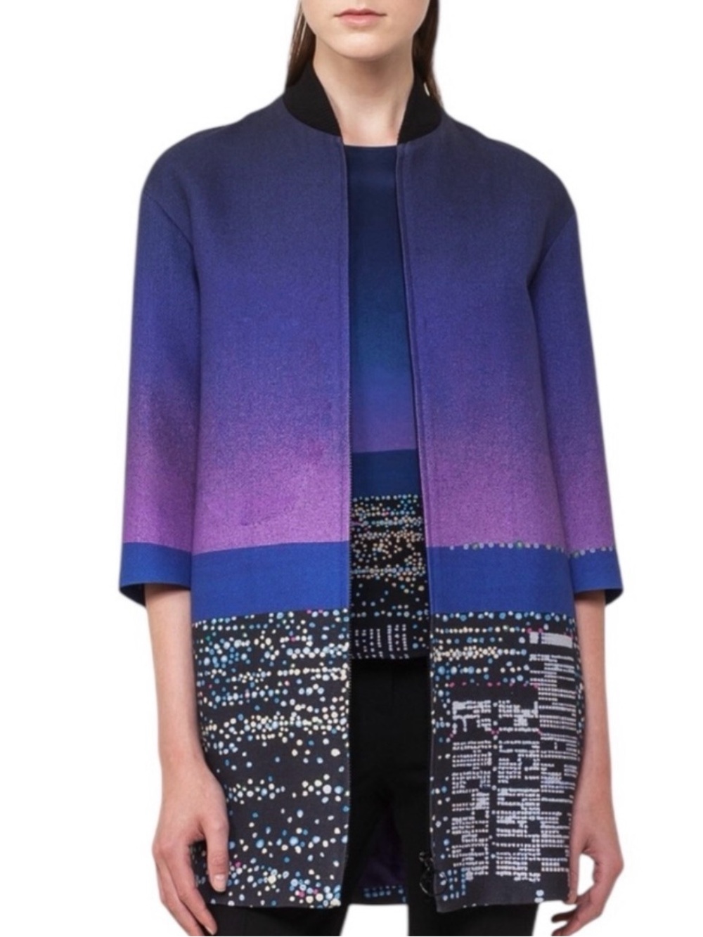 AKRIS Punto Twilight City Print Bomber Coat